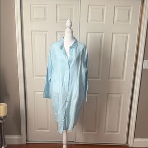 Light Blue Women's Linen Tunic Top